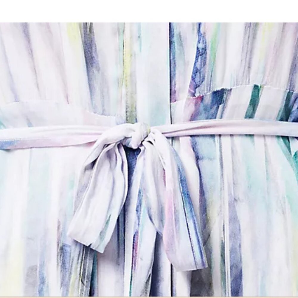 Side Stitch Pastel Watercolor Button Front Belted Maxi Dress size XL - Picture 10 of 10